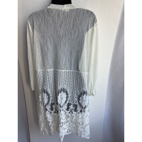 Siren Lily Mesh Stretch Cardigan Open Lace White Boho Plus Size 1X Bohemian - Picture 5 of 8